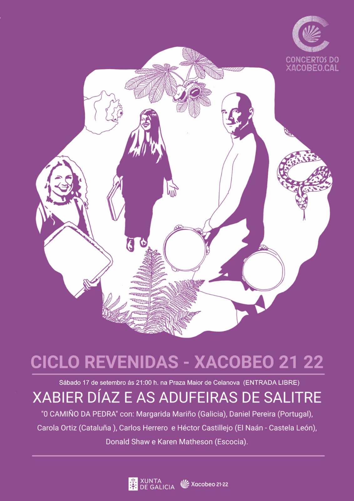 Concerto Xabier Díaz e As Adufeiras de Salitre o 17 de setembro
